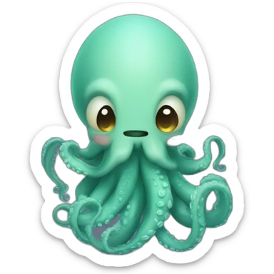 Cute kraken cute face praying with all his faith sticker
