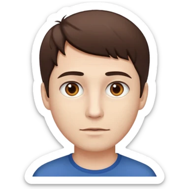 brown eyes, white, short, man brown hair sticker