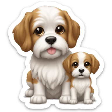 Crie uma bebezinha com uma cachorra da raça shitzu de laço pelos claro  sticker