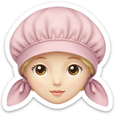 A standalone bonnet emoji, soft fabric, pastel-colored, — no face or background sticker