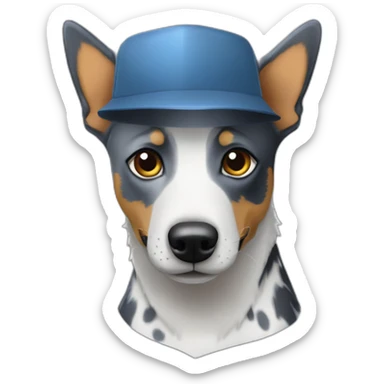 Blue heeler catle dog whif cap sticker