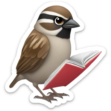 sparrow reading a magazine sticker