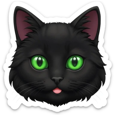 cute black cat with green eyes sticker