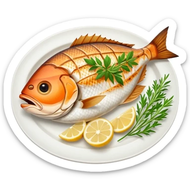 create a Whole Grilled Fish


Camera angle: slightly elevated top-down view with a gentle bird’s-eye perspective (about 15–20°), identical perspective and scaled do not add anything  on plate  sticker