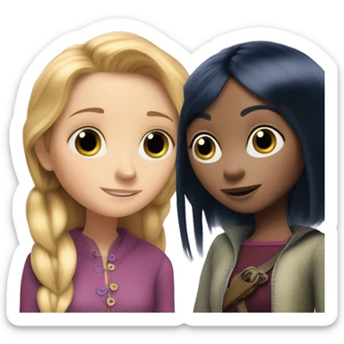 Coraline jones and rapunzel  sticker