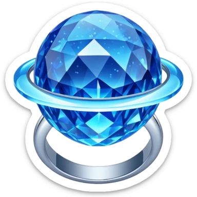 blue planet, Crystal Planet, surface covered in glowing crystals, have ring sticker
