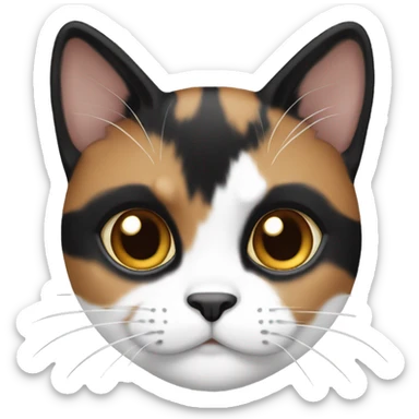 black white brown calico striped cat  sticker