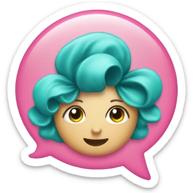 a teal hairbow inside a pink speech bubble sticker