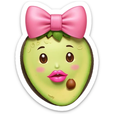 haz una guacate con labios y un moño rosa en fondo rosa sticker