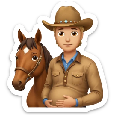 pregnant man  near horse sticker