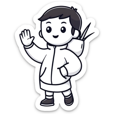 friendly person waving sticker