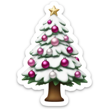 Christmas tree with pink and white ornaments  sticker