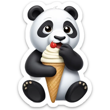 Panda eating ice cream sticker