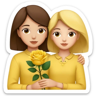 Mimi and niko holding yellow rose sticker