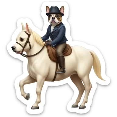 french bulldog riding a horse  sticker