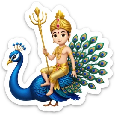 Give Lord murugan with blue peacock and vel staff as keypad emoji sticker