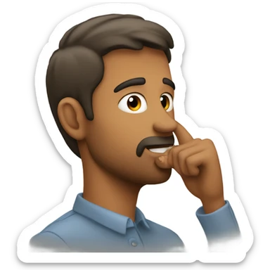 A man shushing then sliding his finger on his jawline sticker