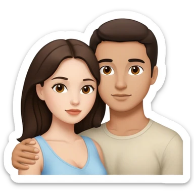 Intimate sfw between white brunette and Latino lover sticker