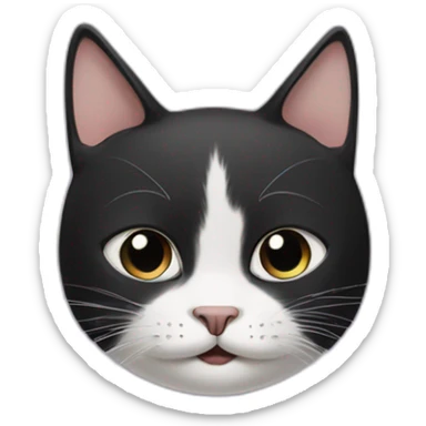 Black and white cat with a black little mustache under the nose sticker