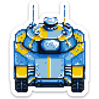 Ukrainian tank with blue and yellow details, military vehicle sticker