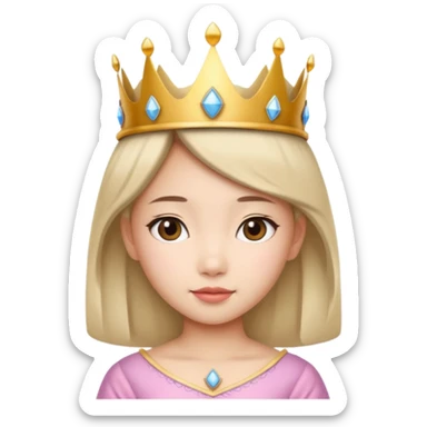 Asian girl wearing a princess crown on her head  sticker