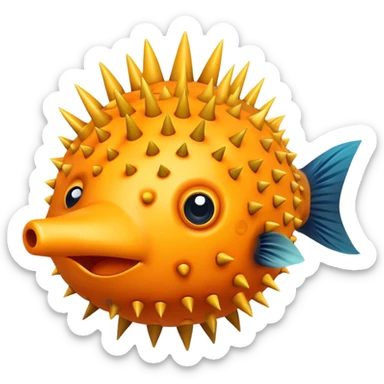 Pufferfish inflated with spikes sticker