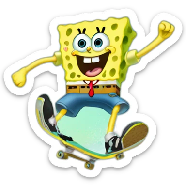 spongebob doing a kickflip sticker
