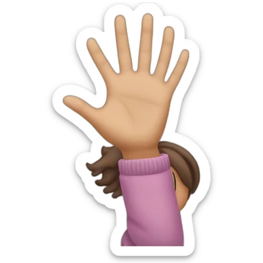 girl showing ONLY THREE out of five fingers up on her ONE hand sticker