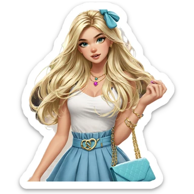blonde girl outdoors with jewelry sticker