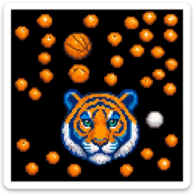 Change the stripes to blue instead of black, keep the pixel art style with blocky, pixelated details and retro video game aesthetic. sticker