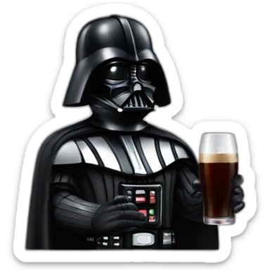 darth vader with a glass of fernet on his hand sticker