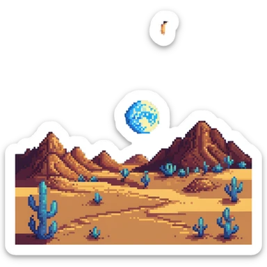 desert night with stars and moon sticker