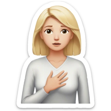 a blonde woman in a 2 crossroads in front of her places a hand on their chest, taking a deep breath before choosing the light path, symbolizing their decision to respond instead of react with peace. light trail  sticker