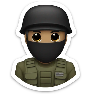 Army guy with black mask sticker
