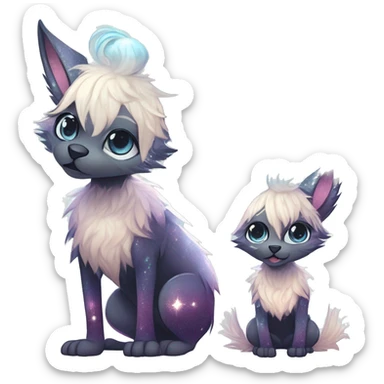 Cool cute Kawaii edgy ethereal futuristic modern epic fantasy animal sparkle fursona Fionbri creature by griffsnuff & LiLaiRa & Falvie full body sticker