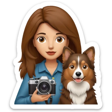 Latina with a camera and one collie dog sticker