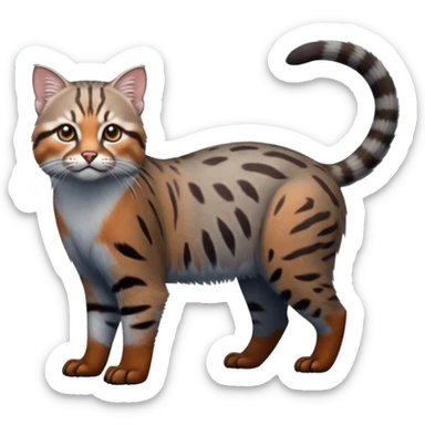 Realistic colorful shiny glossy smooth whitish pastel dusky dark gloomy wild natural elegant lifelike Pallas-cat-ocicat-ocelot-Rusty-spotted-cat-fusion-hybrid-animal-creature, full body, hyper-realism sticker