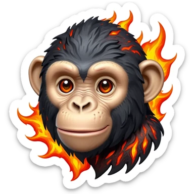 Chimpanzee with lava fur sticker