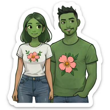 Chinese girl Latino guy in love sticker