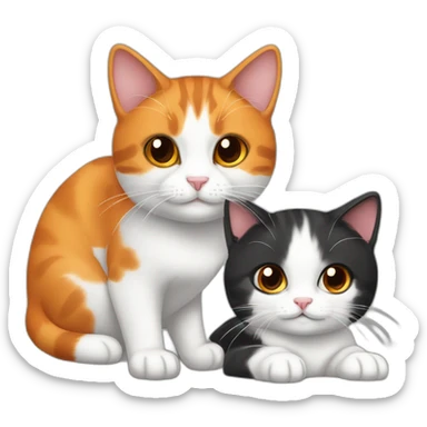 1-orange-and-black-calico-cat-and-1-white-and orange-calico-female-cat sticker