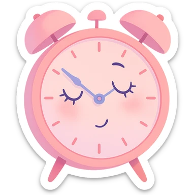 aesthetic pink clock with soft gradients, minimal background, delicate hands, dreamy vibe sticker