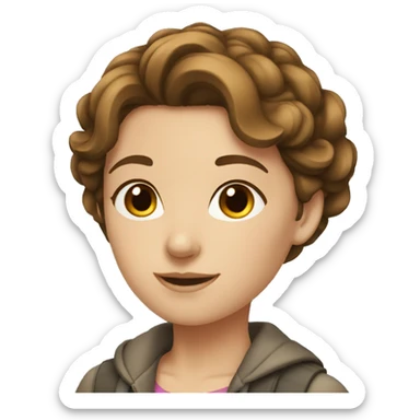 young women with brown hair and french sticker