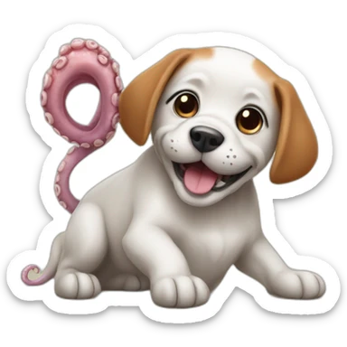 dog-holding-octopus sticker