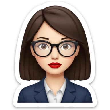 brunette with red lipstick and glasses sticker