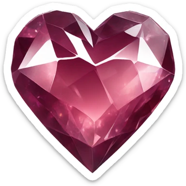 crystal heart with burgundy shimmer sticker