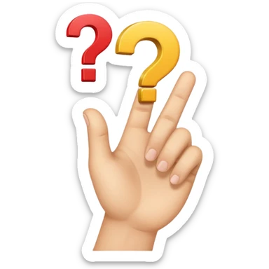 a yayayoyo style fair face and hand emoji pointing to question and answer sticker