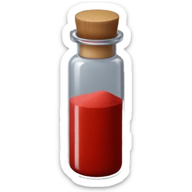 a vial of red powder pigment sticker