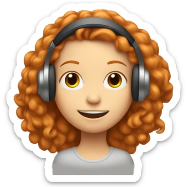 Ginger girl enjoying music in headphones sticker