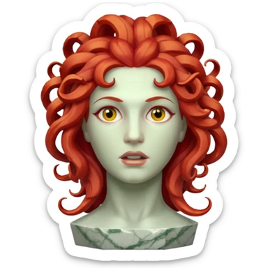 statue head medusa red hair marble sticker