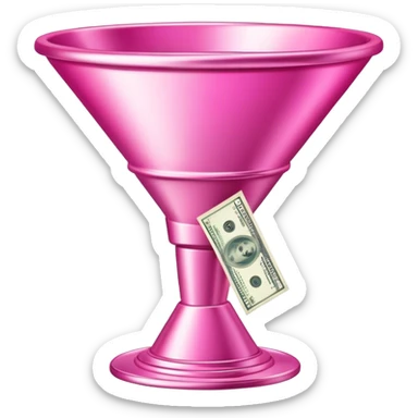pink marketing funnel with dollars at the buttom sticker